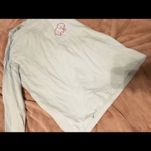 Baby blue and magenta Ivory Ella top